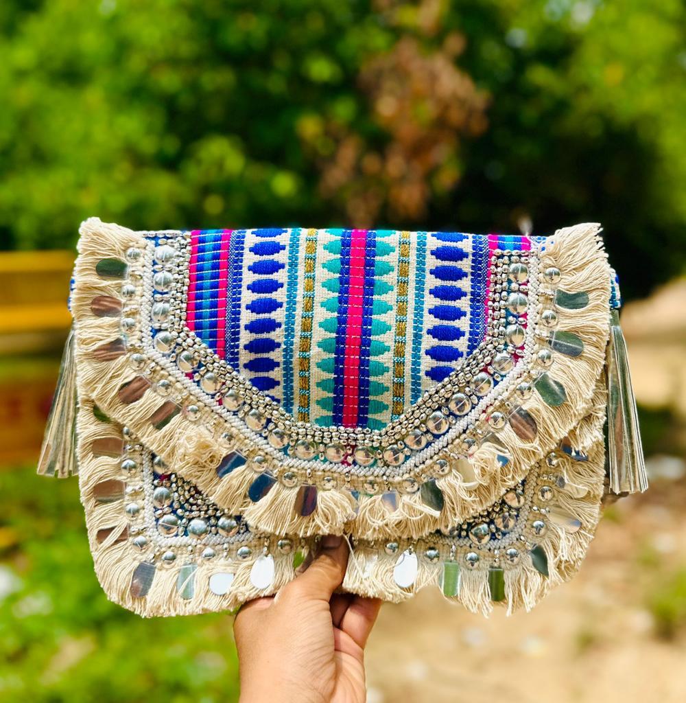 Hadmade Boho Clutch-Multicolor