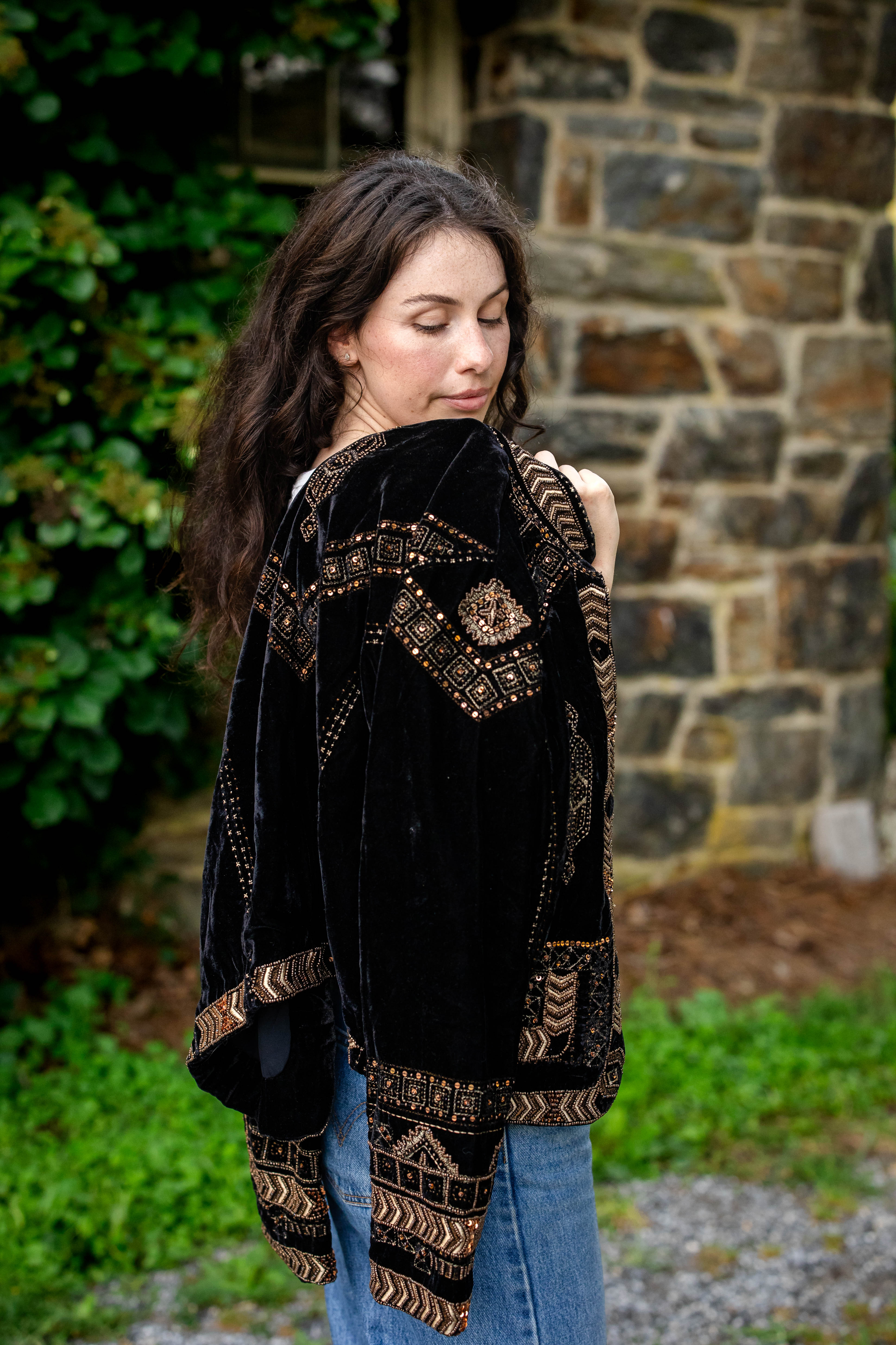 Midnight Embroidered Velvet Jacket