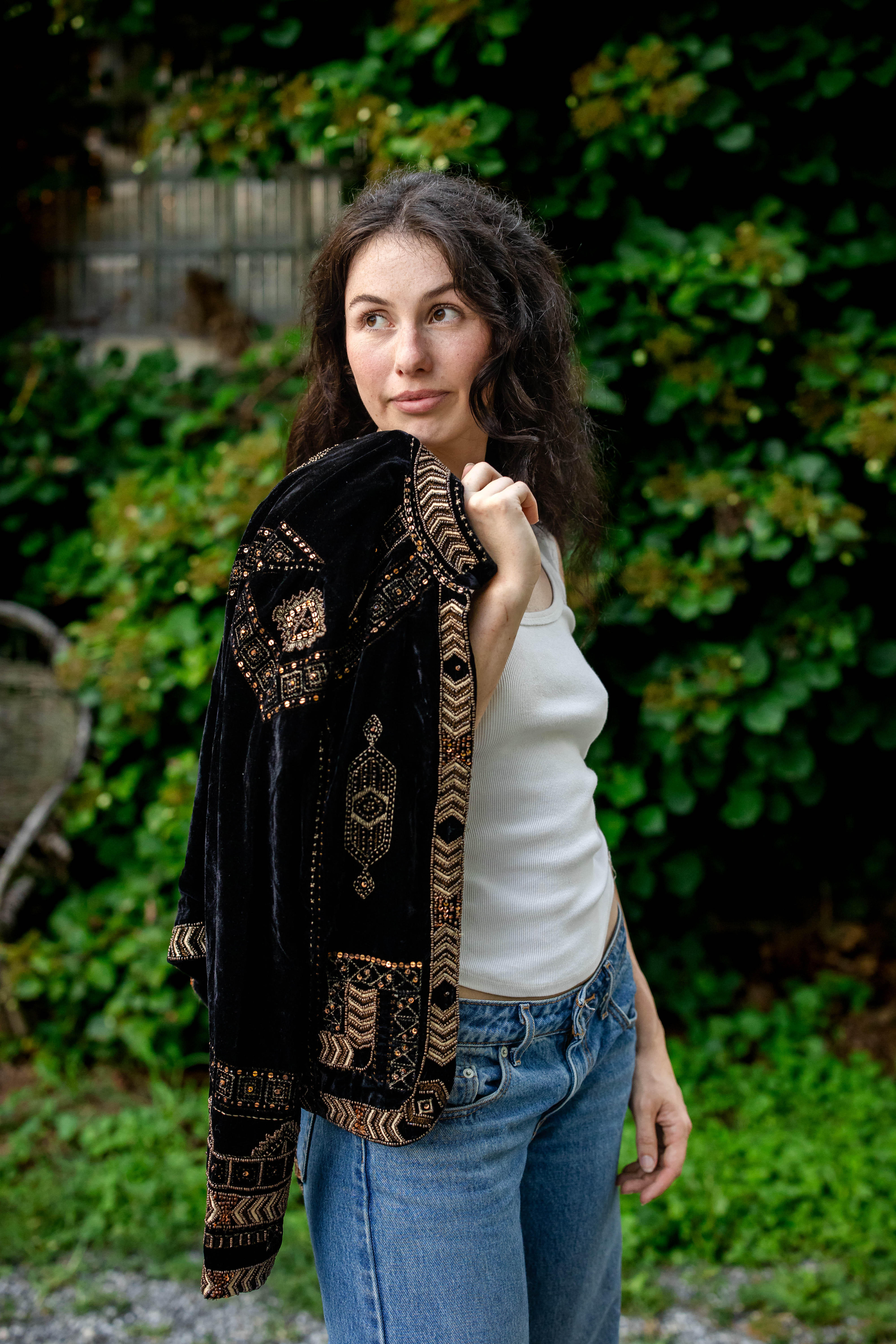 Midnight Embroidered Velvet Jacket