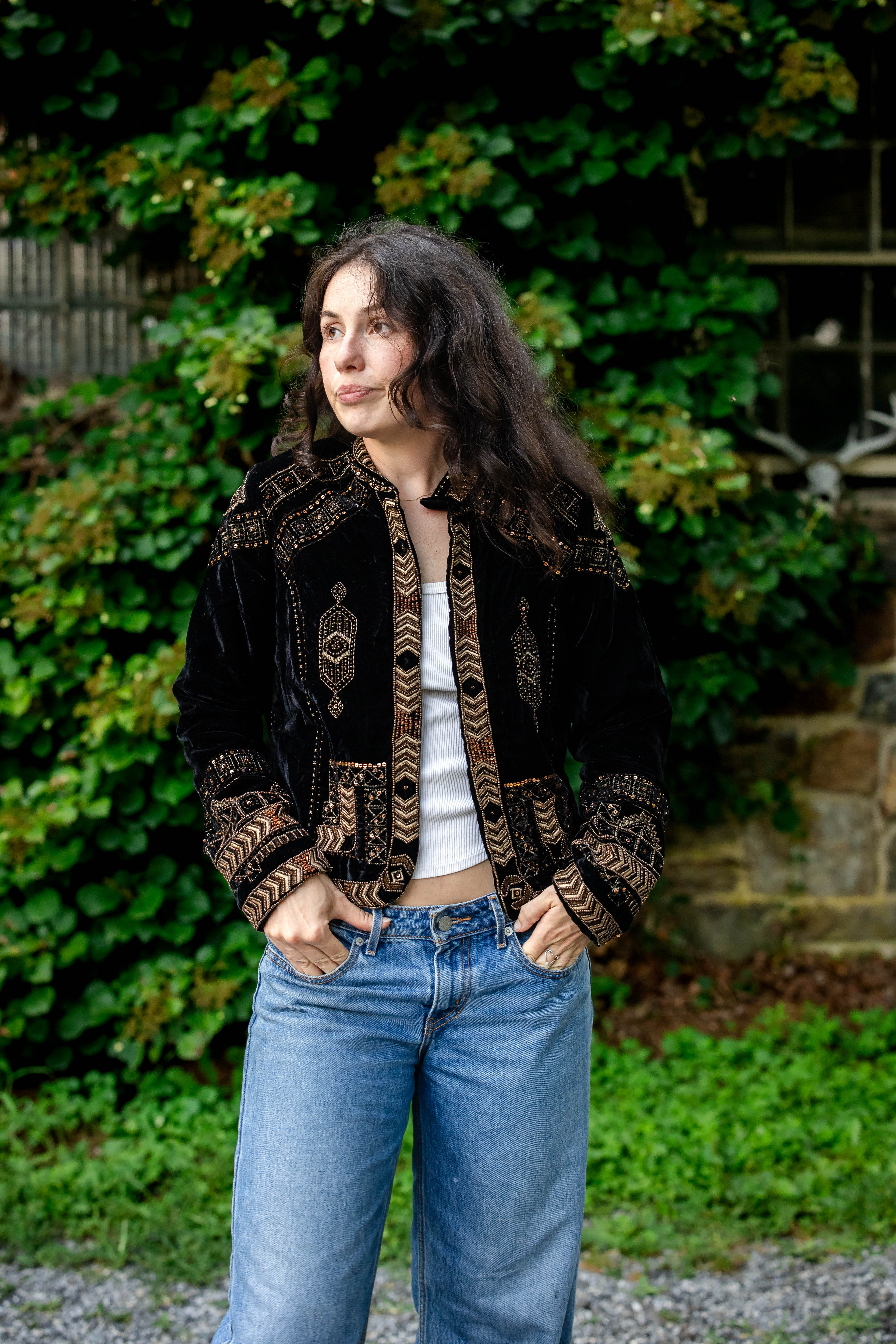 Midnight Embroidered Velvet Jacket