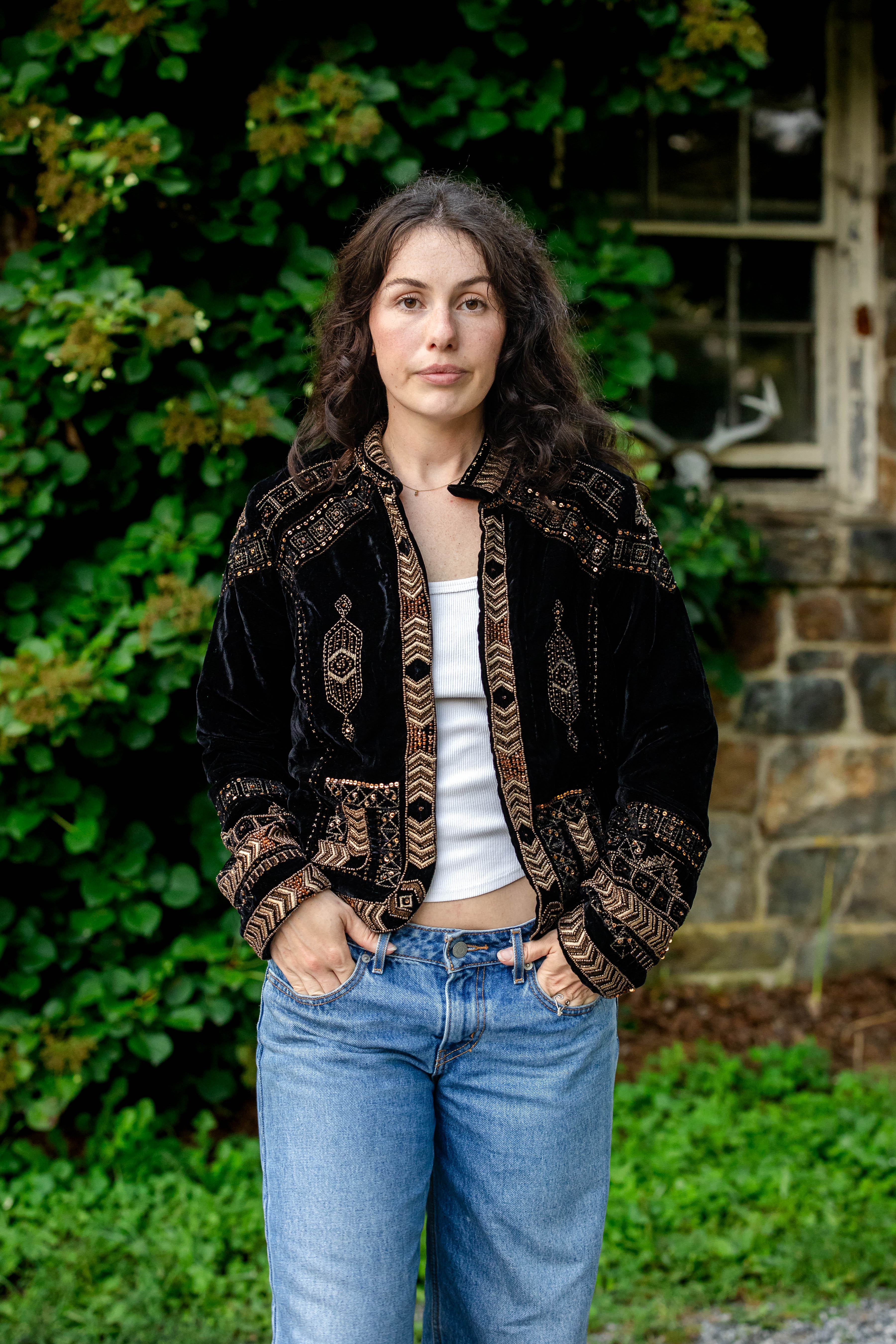 Midnight Embroidered Velvet Jacket