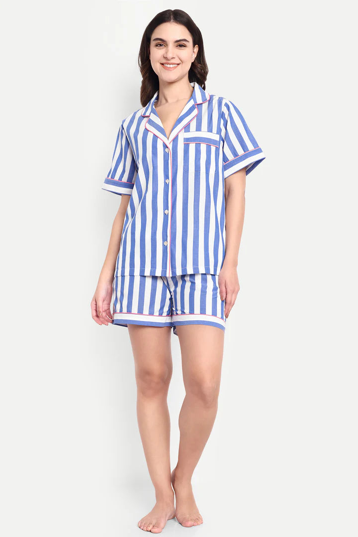 Stripes Blue Short Pj Set