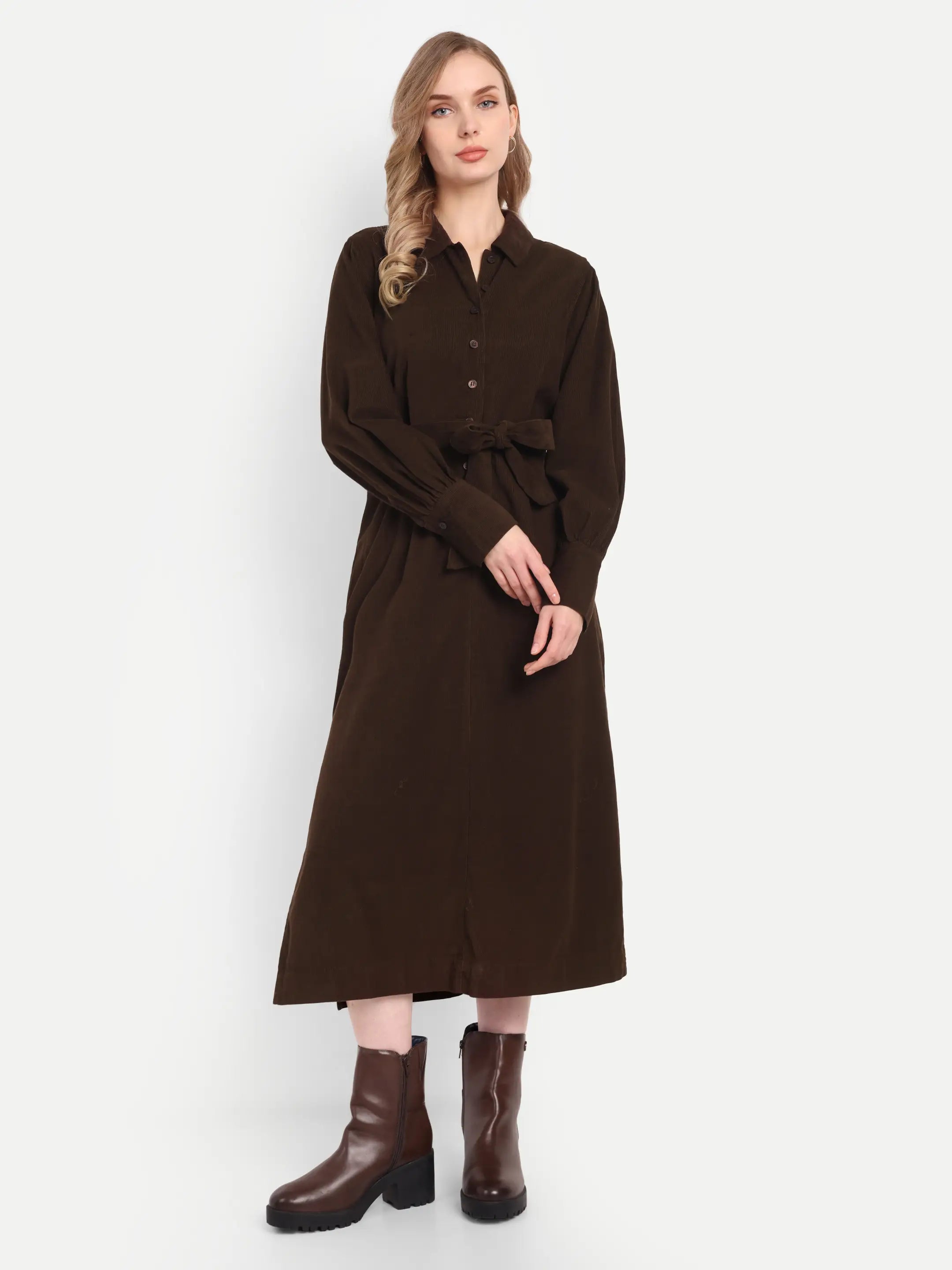 Chocolate Shirt Dress (Maxi)