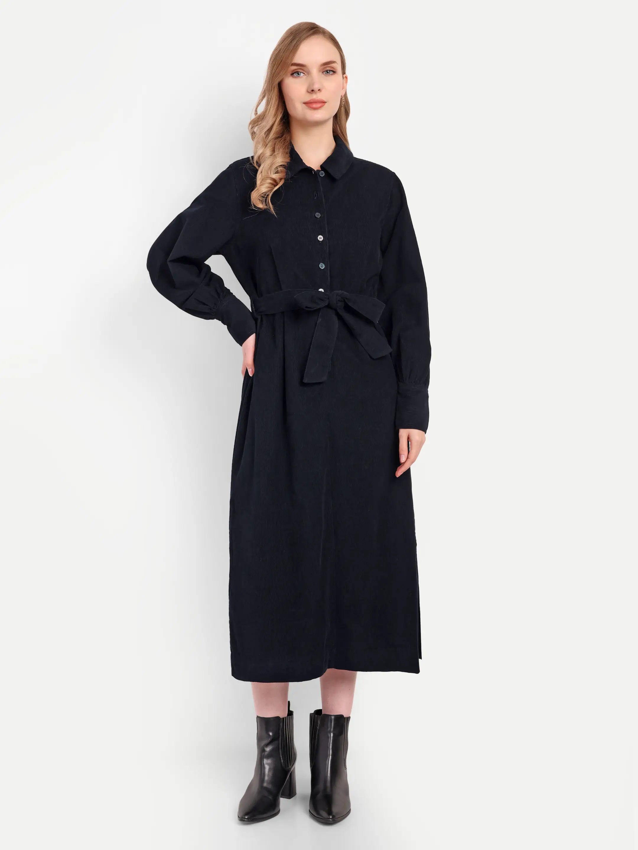 Navy Chorduroy  Shirt dress