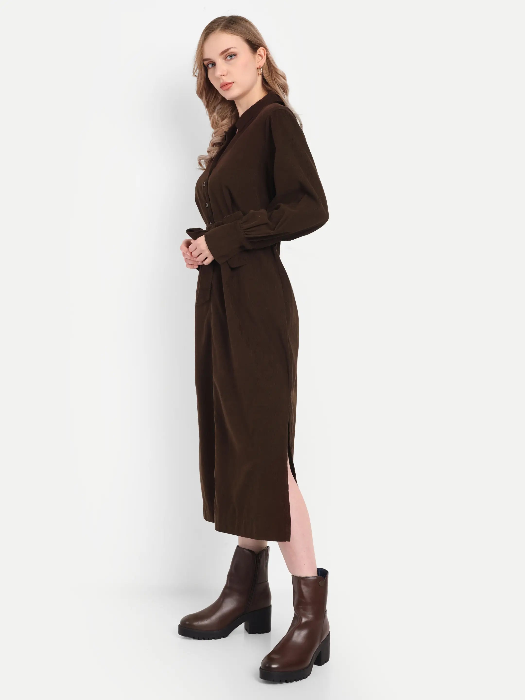 Chocolate Shirt Dress (Maxi)