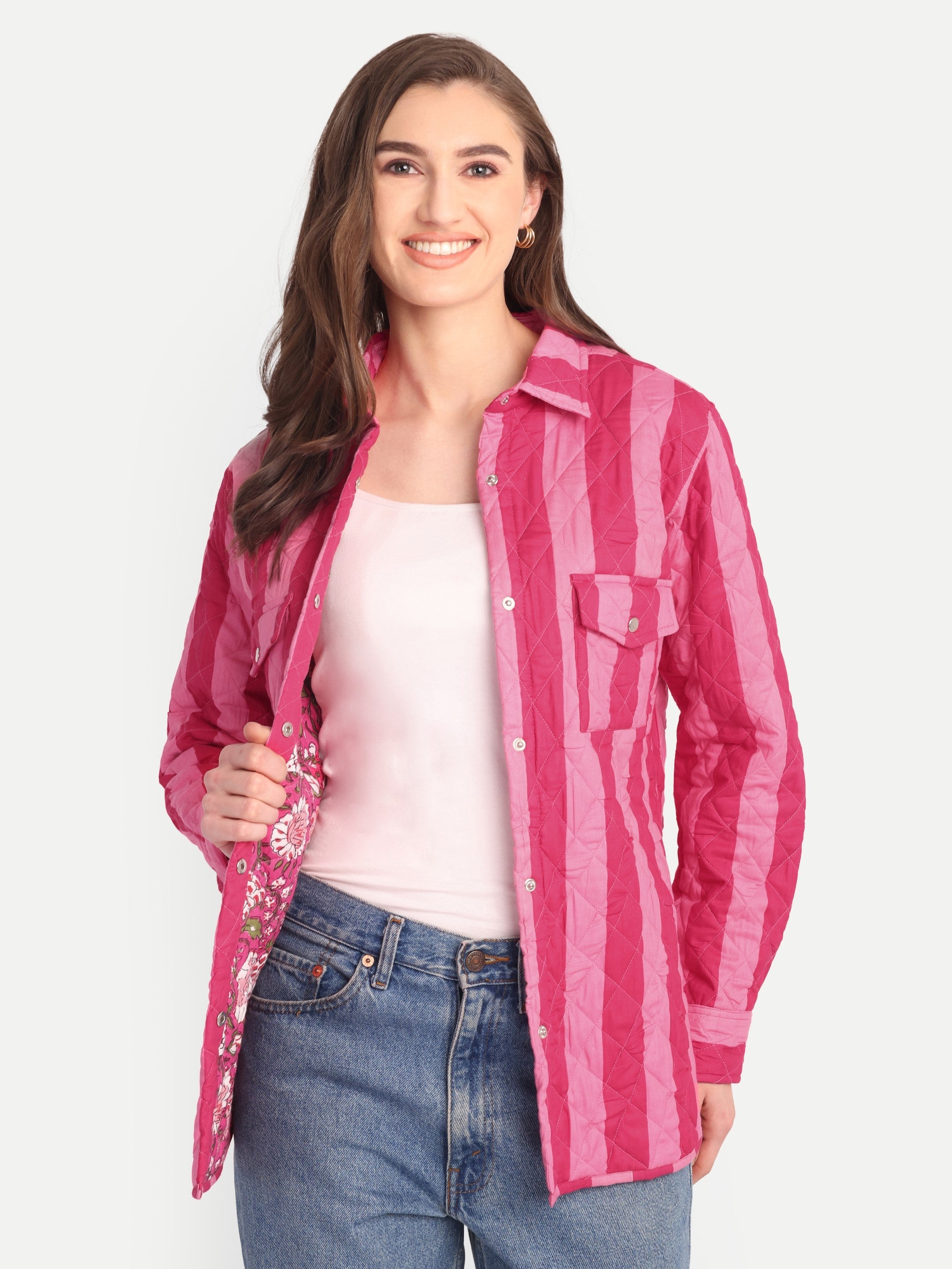 Marais Quilted Pink Stripe Jacket