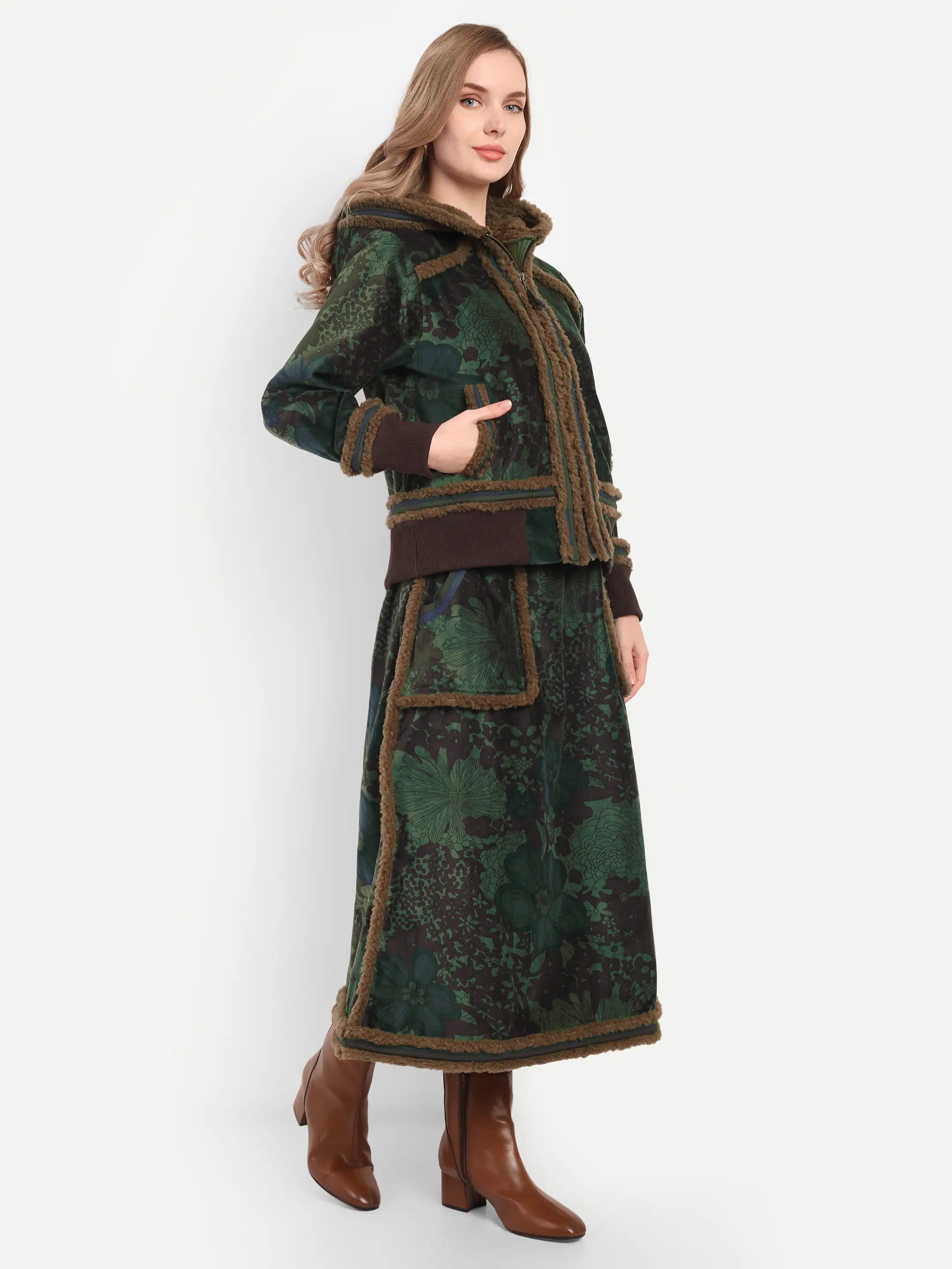 Scandanavian green velvet skirt