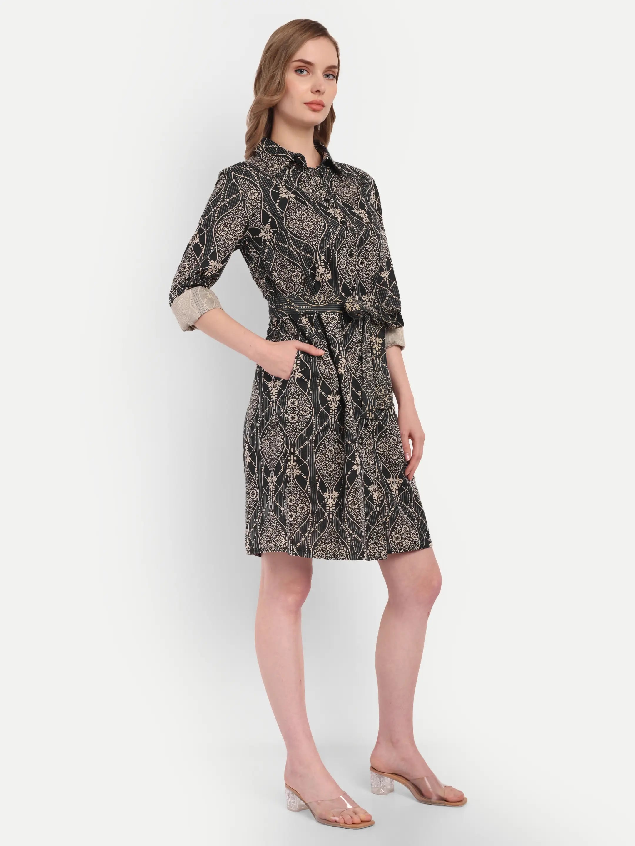 Black Vase Shirt Dress