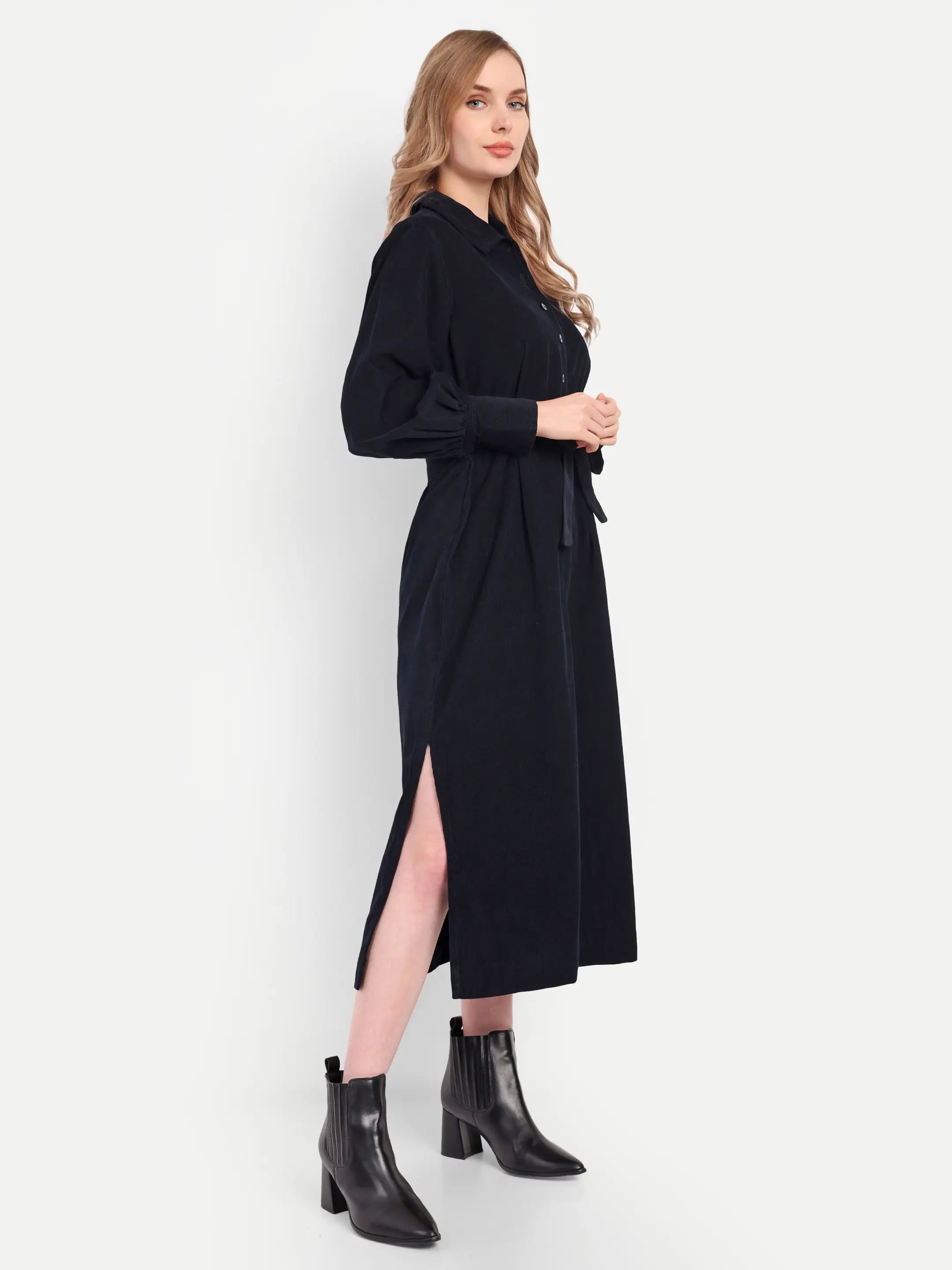 Navy Chorduroy  Shirt dress
