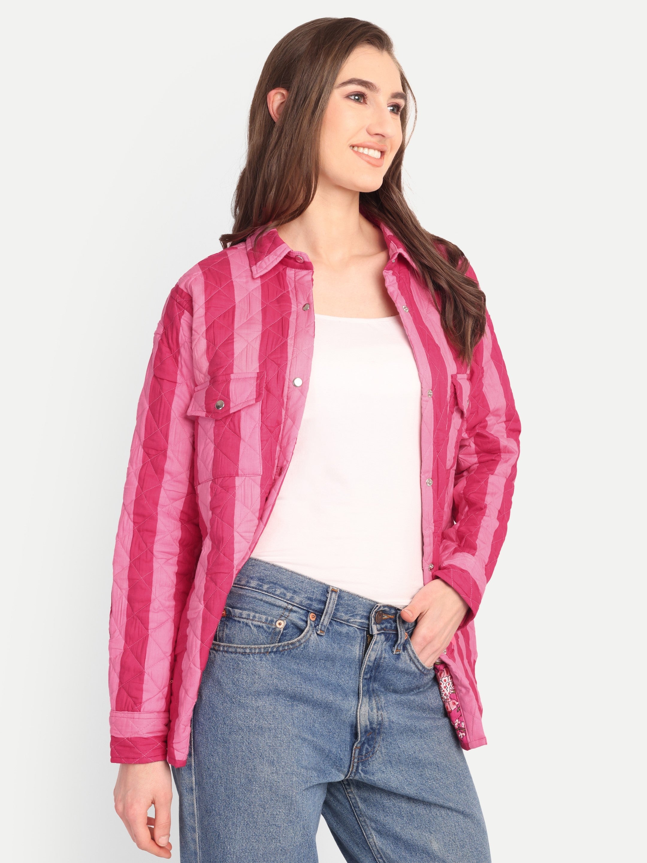 Marais Quilted Pink Stripe Jacket