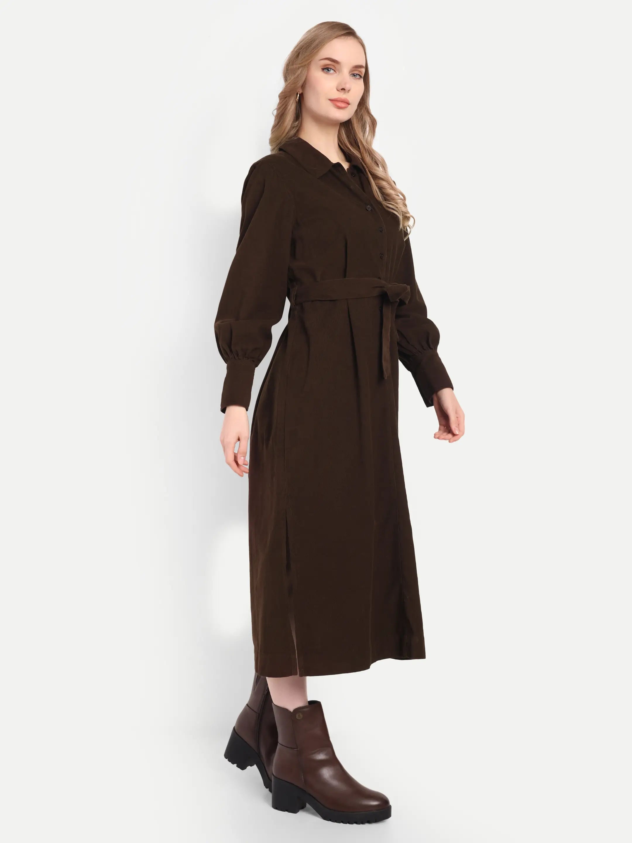Chocolate Shirt Dress (Maxi)
