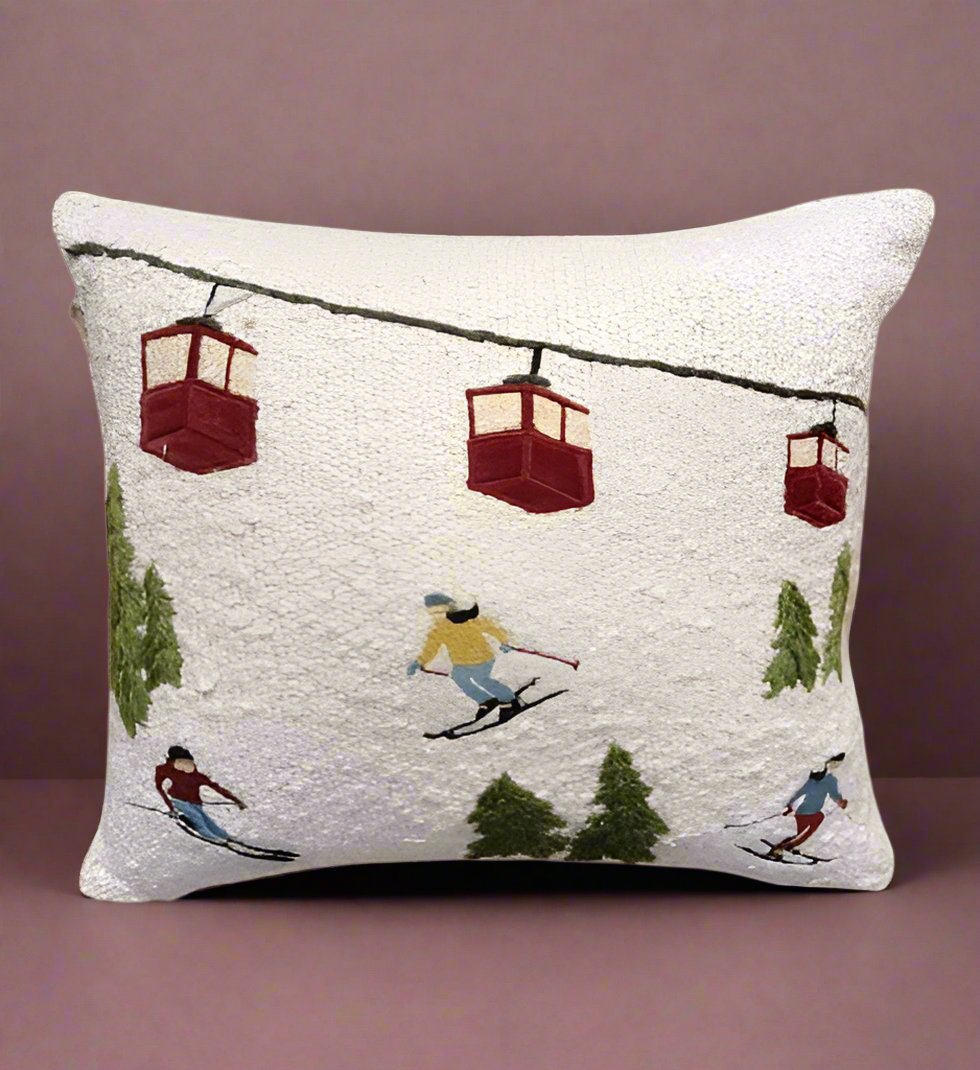 Holiday Ski Pillow Cover