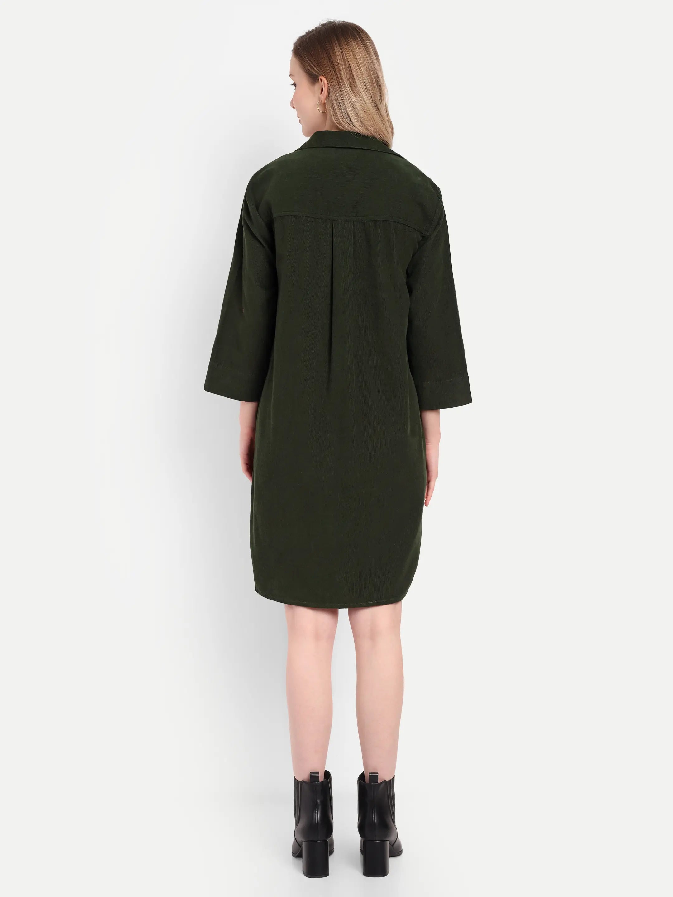 Olive Shirt Dress (Short)