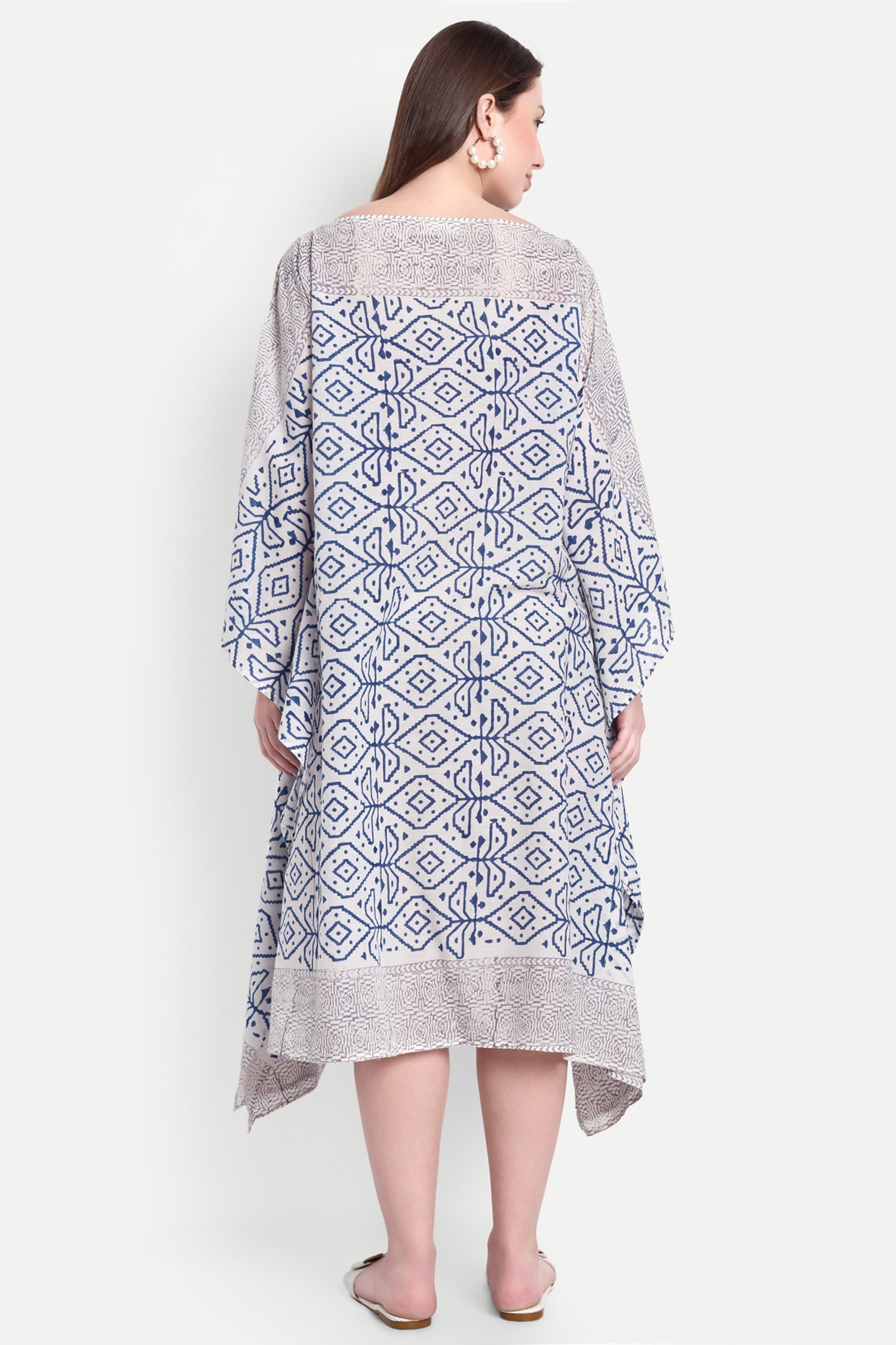 Blue Block Print Kaftan