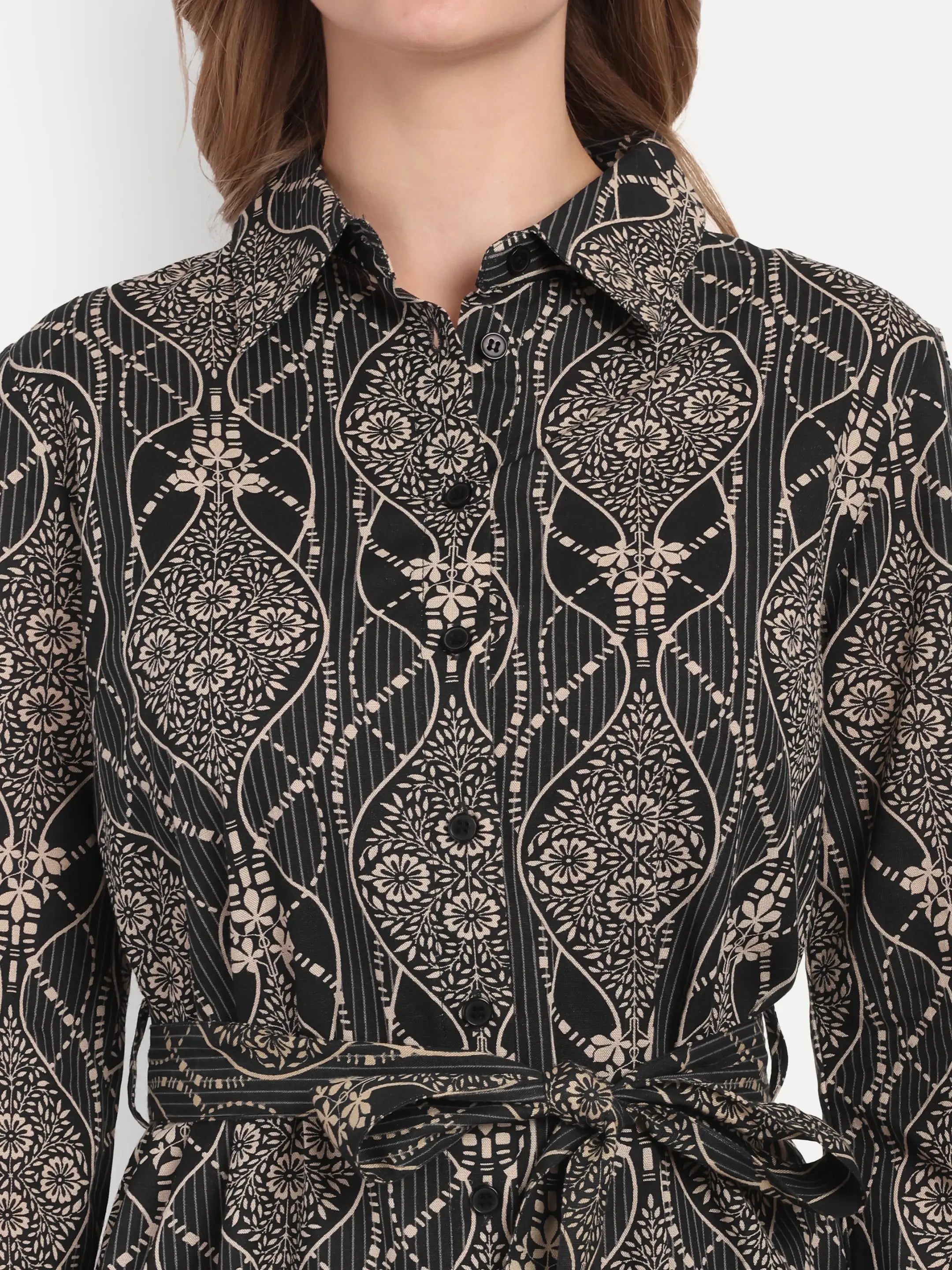 Black Vase Shirt Dress