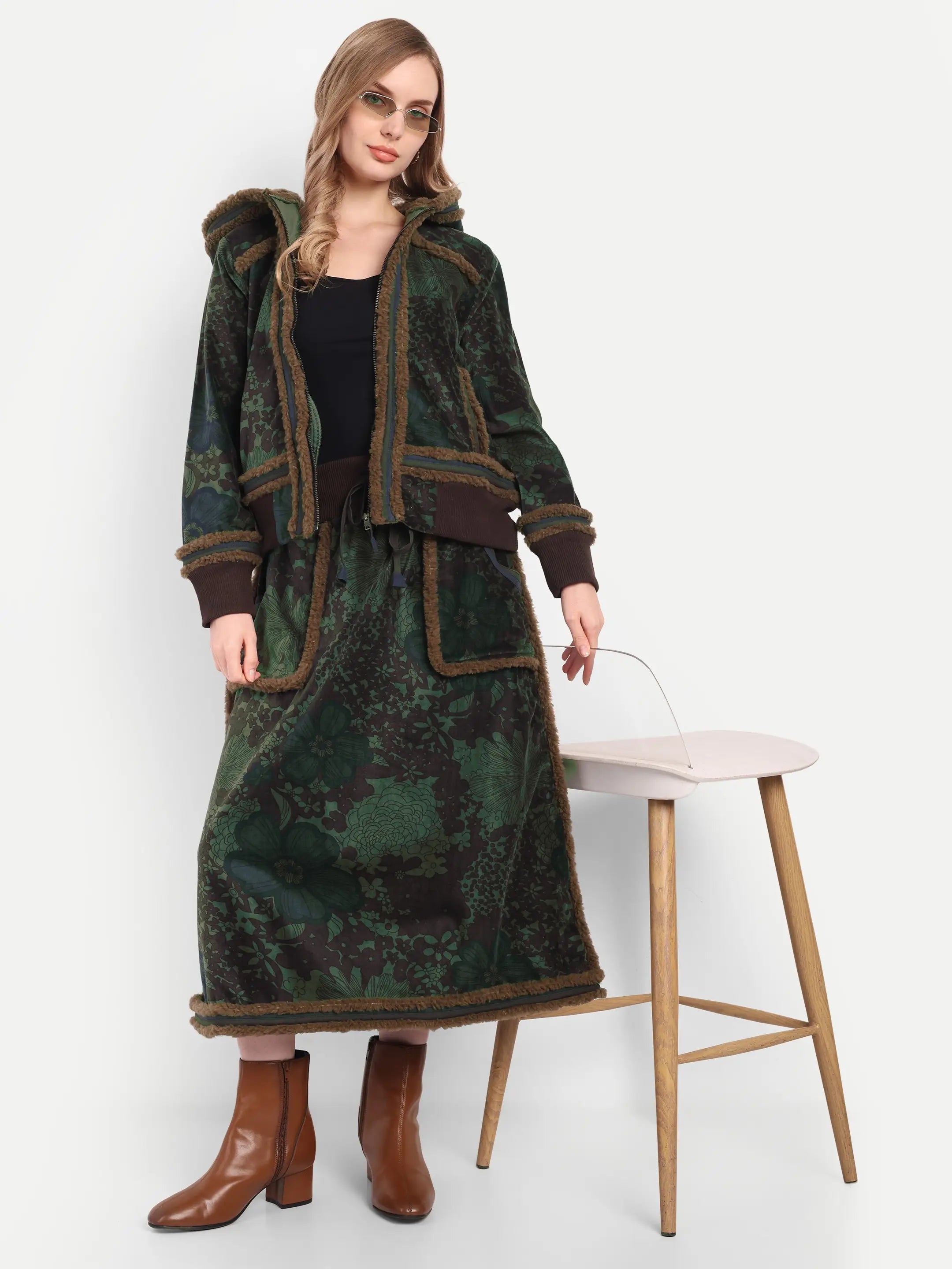 Scandanavian green velvet skirt