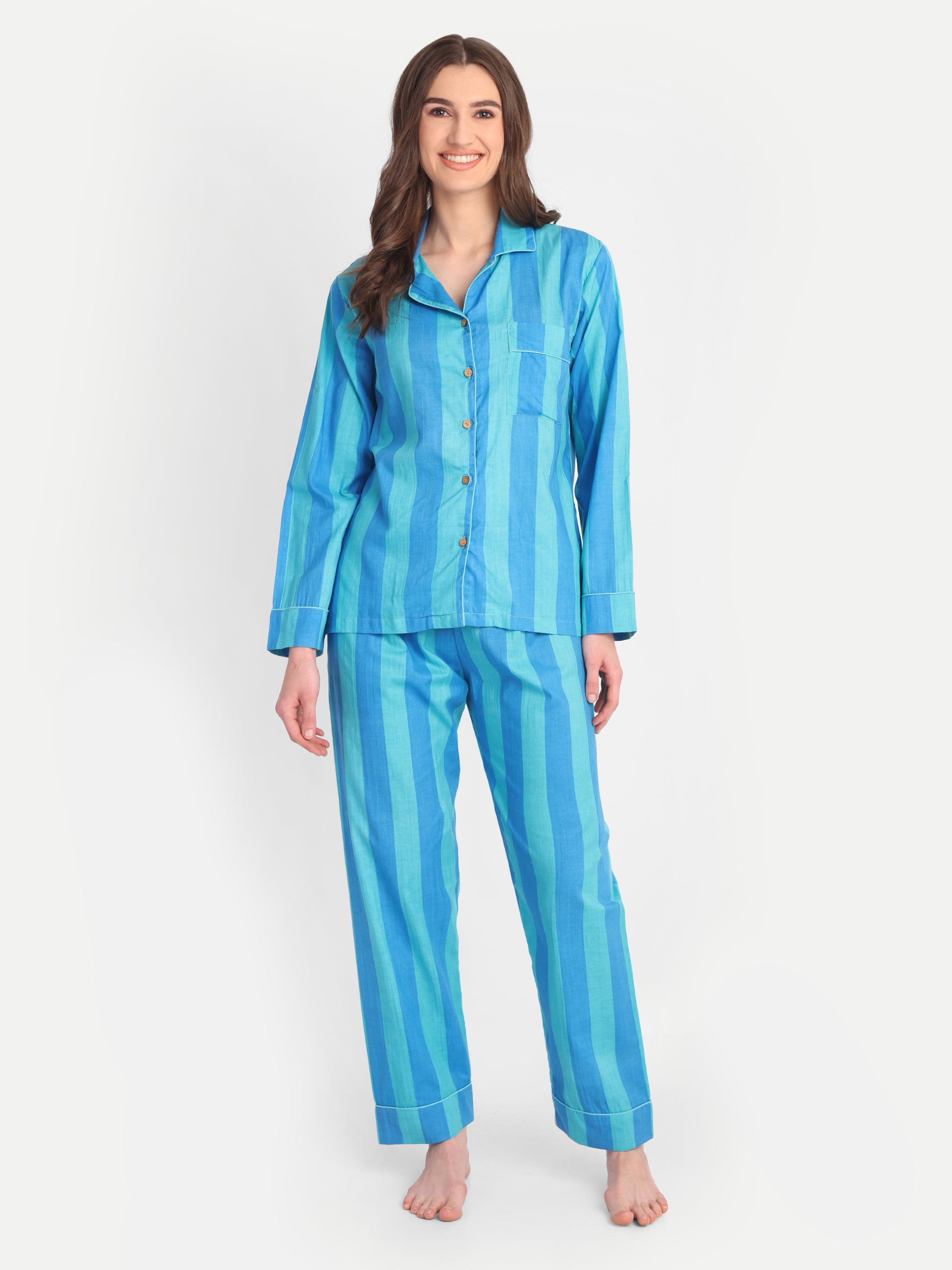 Azure Stripe Resort PJ Set