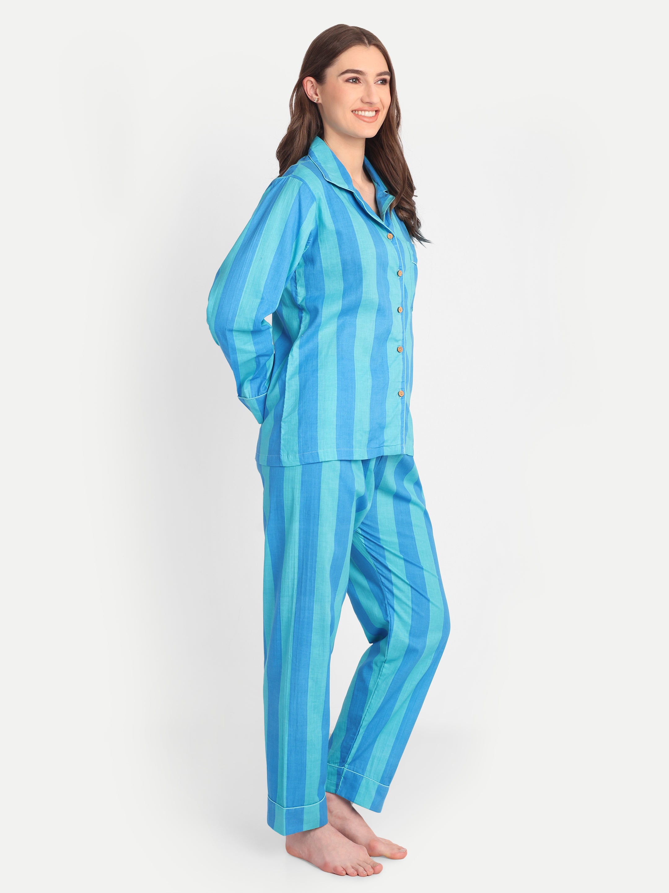 Azure Stripe Resort PJ Set