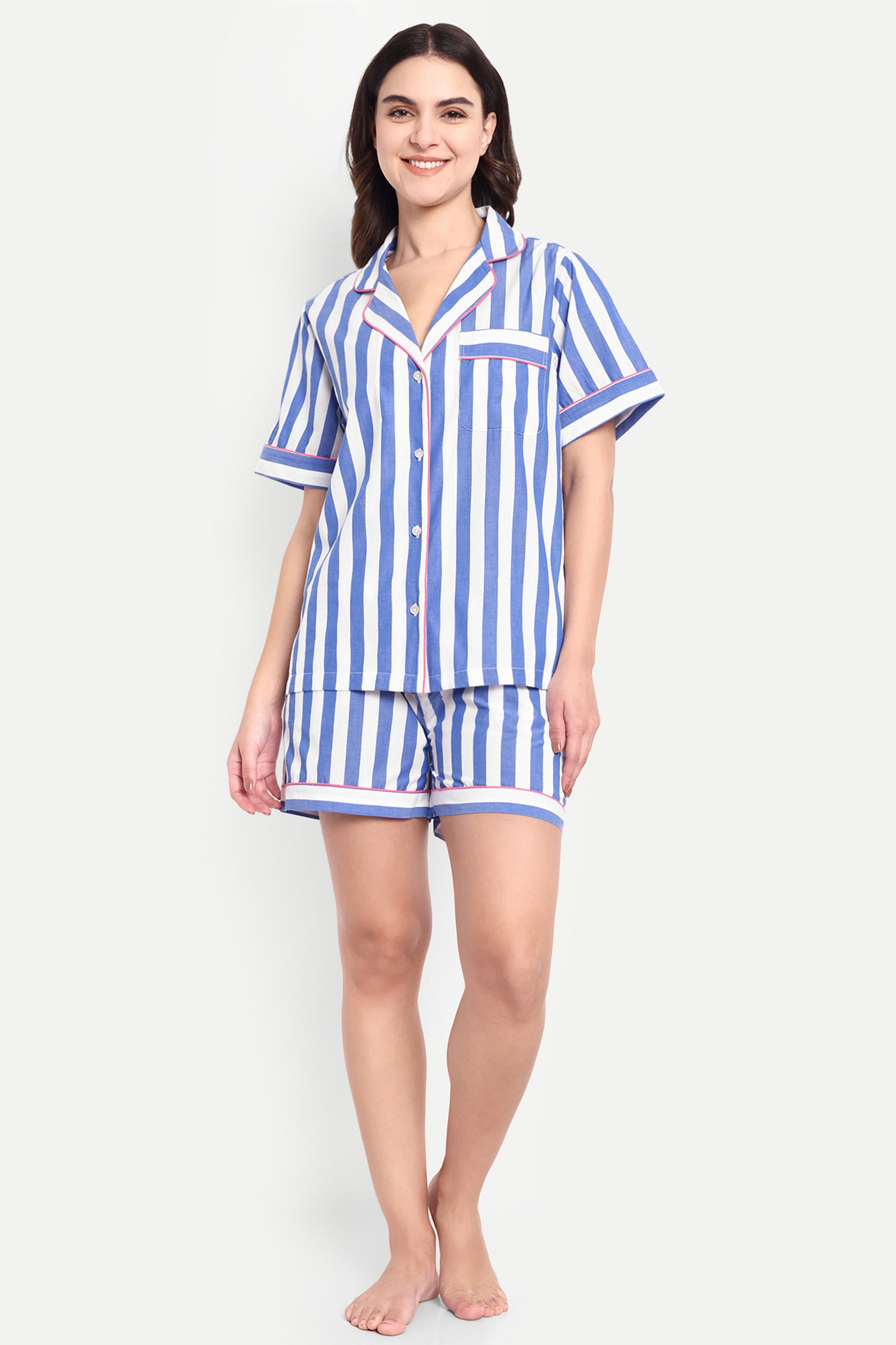 Stripes Blue Short Pj Set