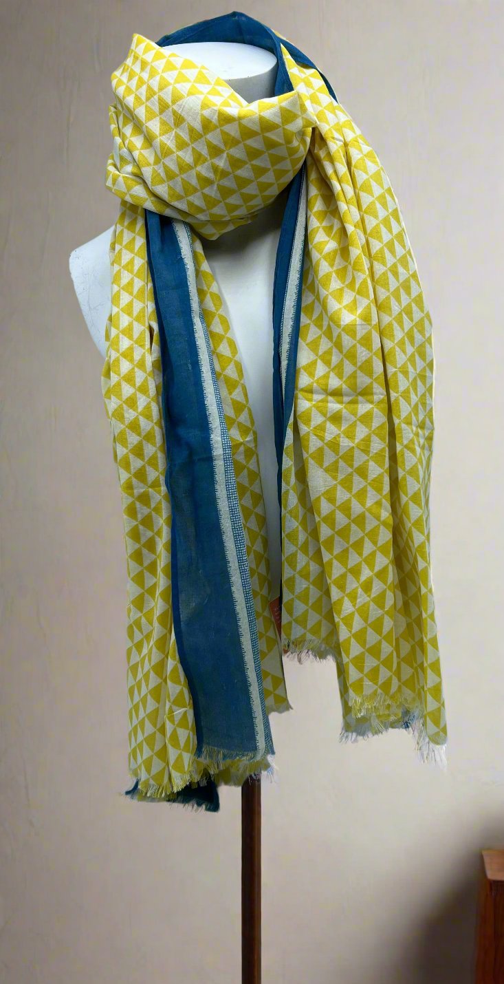 Chevron Yellow Cotton Scarf