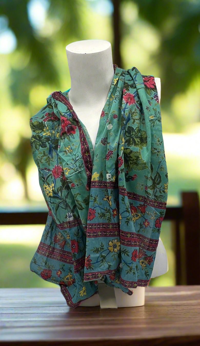 Floral Scene Cotton Scarf