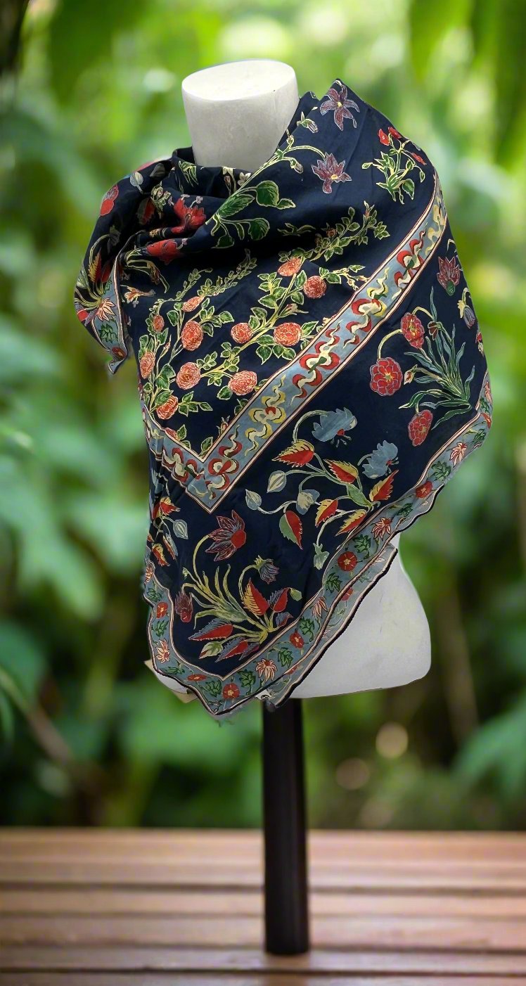 Floral Vines Cotton Scarf