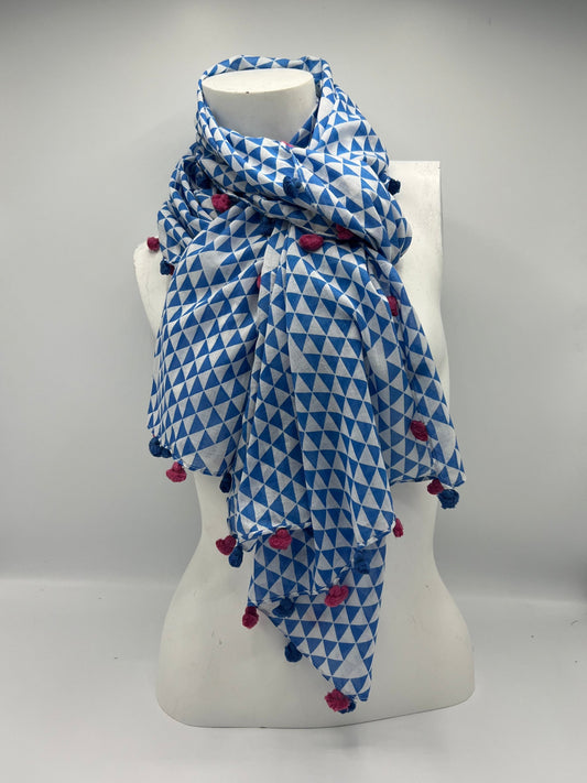 Blue Origami Cotton Scarf