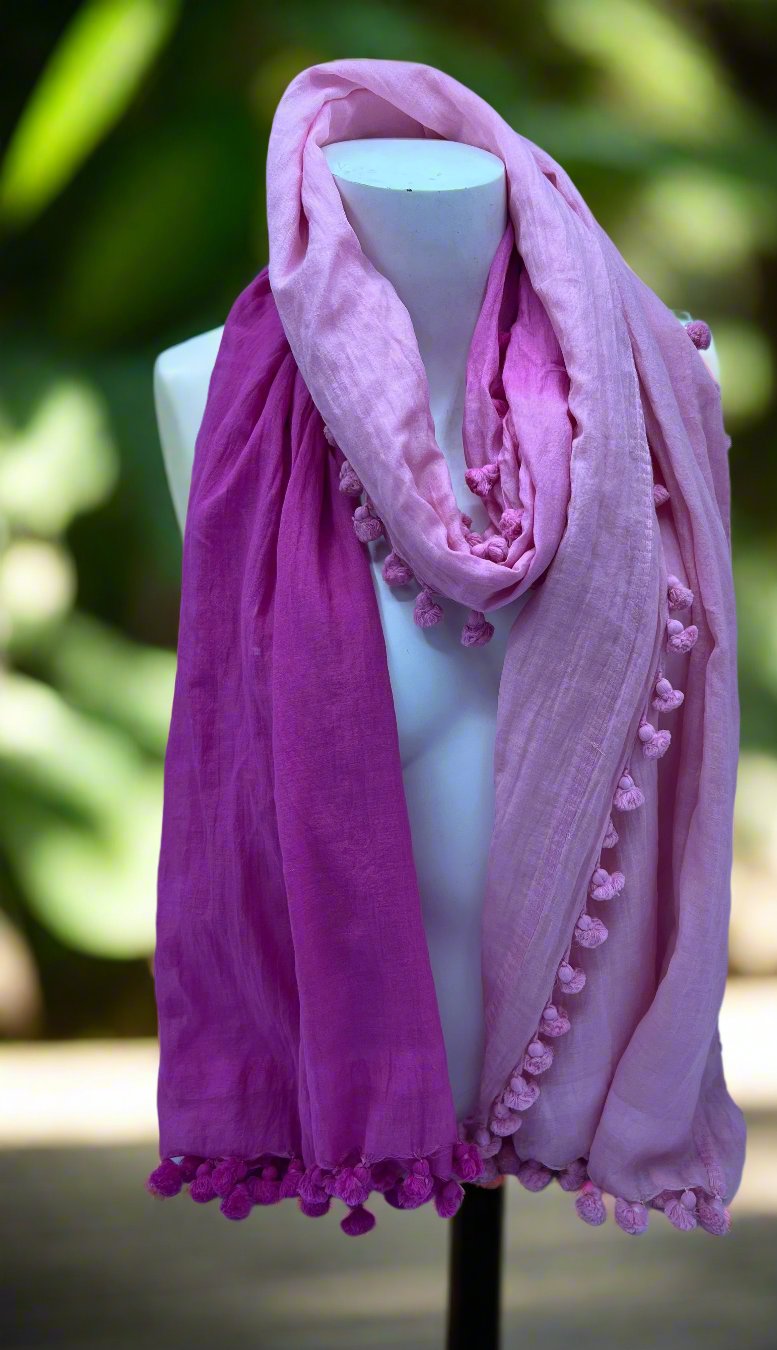 Fuschia Cotton Silk Scarf