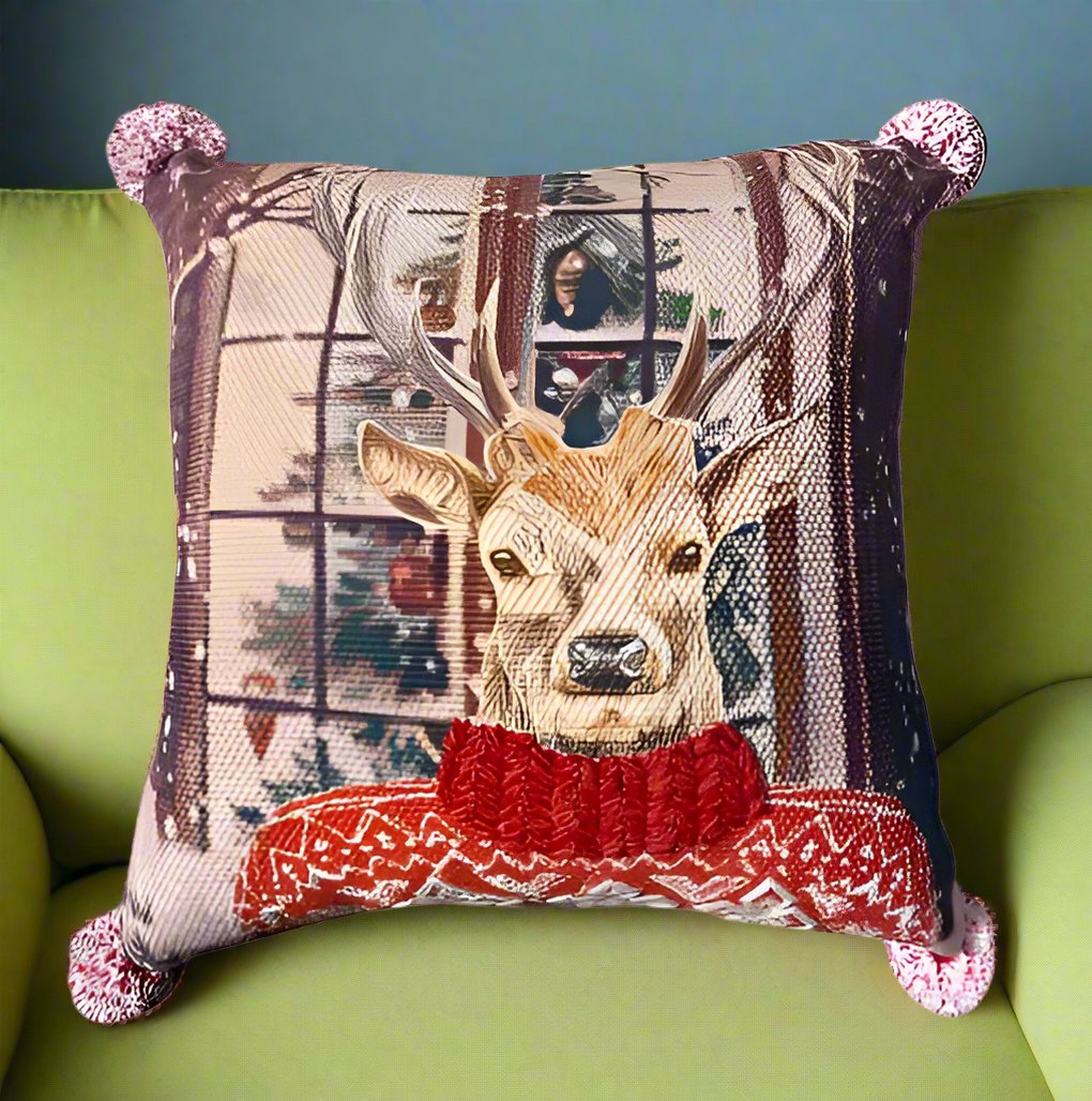 Holiday Reindeer Pillow Cover