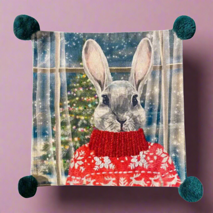 Holiday Bunny Pillow Cover