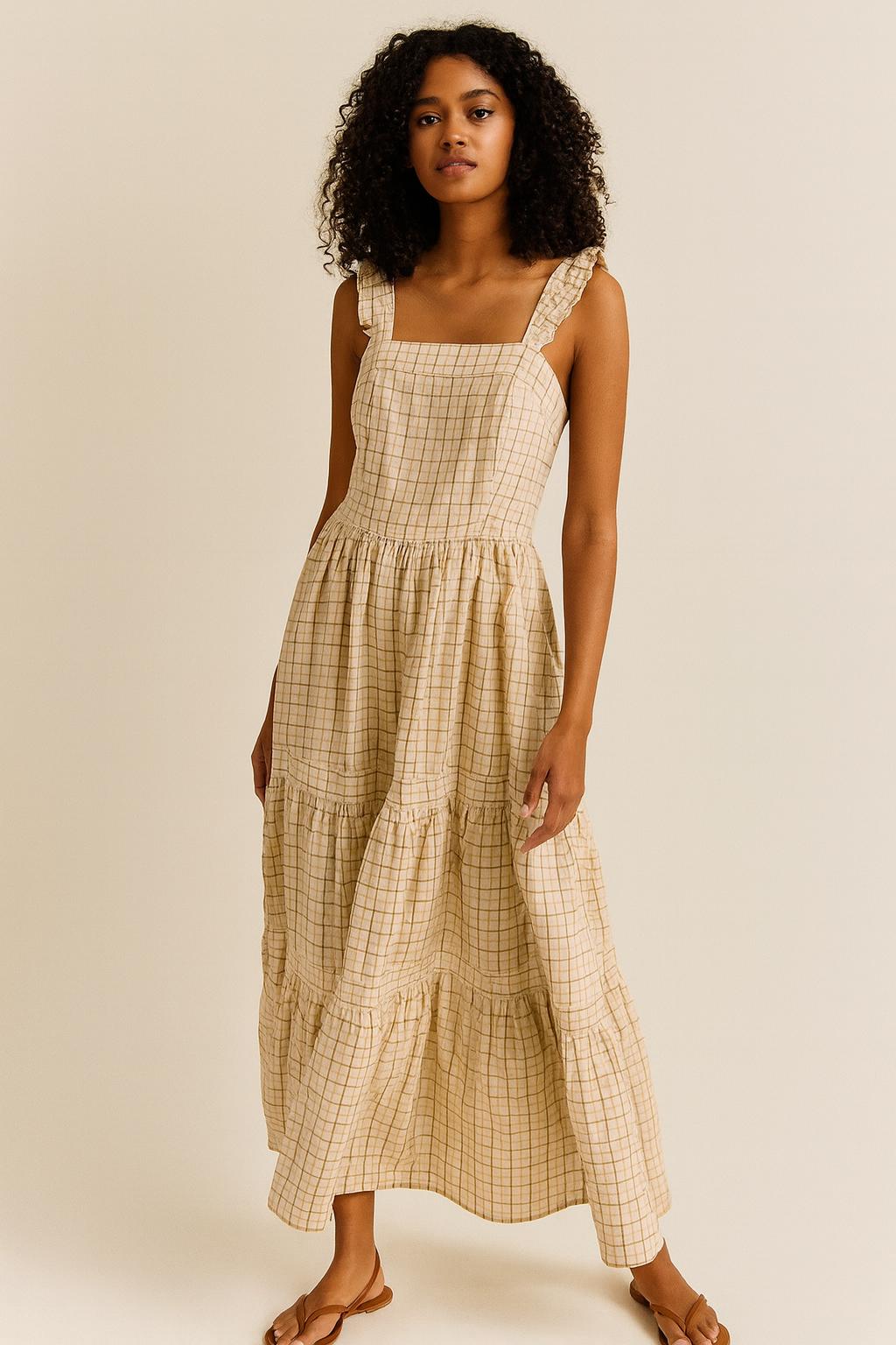maxi gingham dress Gingham Maxi Dress – Sunskaara