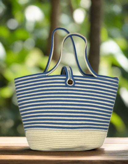 Cotton Rope Blue White Stripes