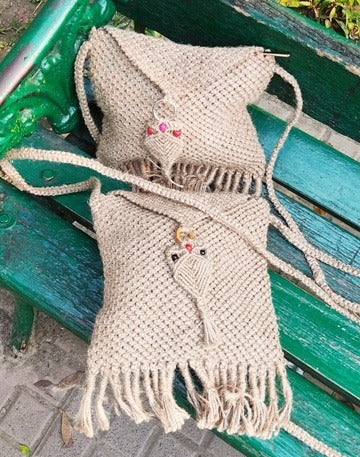 Small Owl Jute Bag