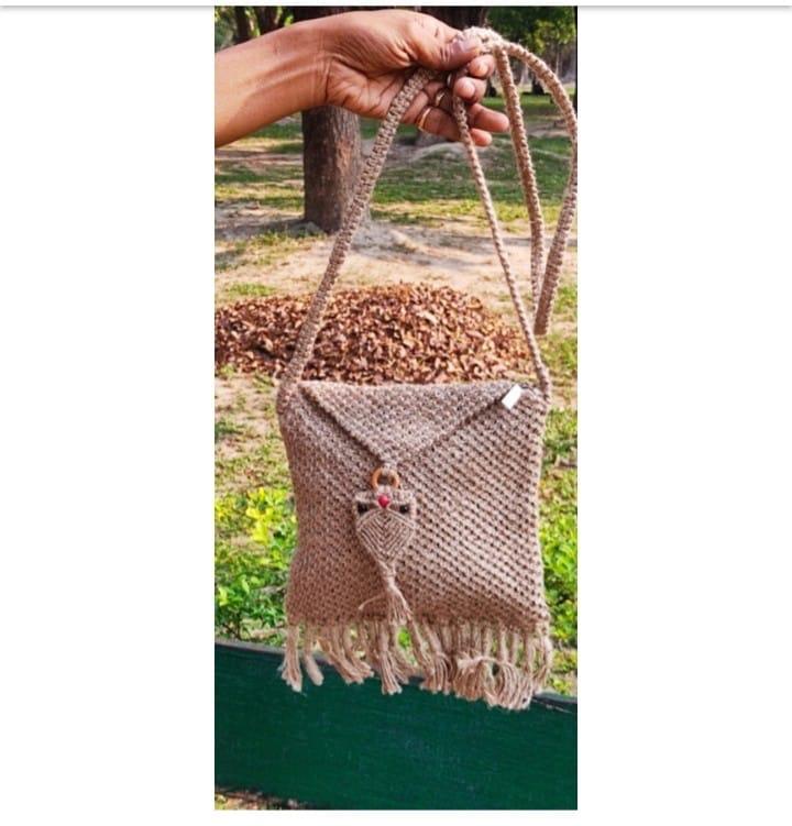 Small Owl Jute Bag