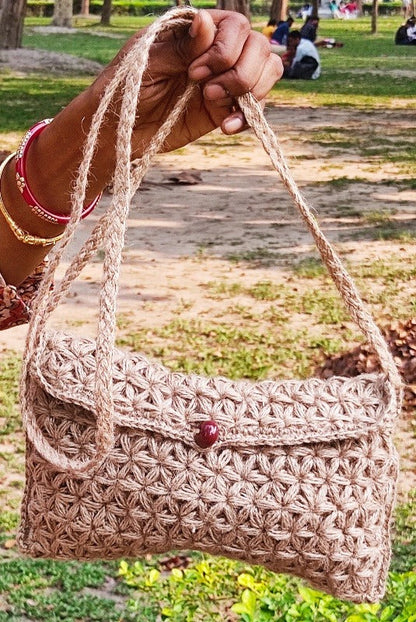 Star Stitched Jute Bag