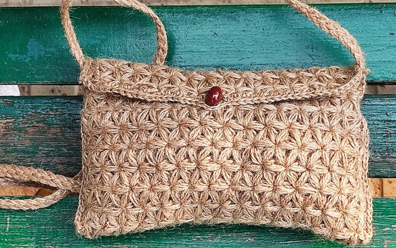 Star Stitched Jute Bag