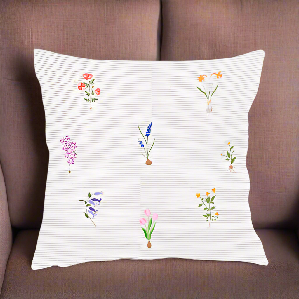 Embroidered Pillow Cover (White)