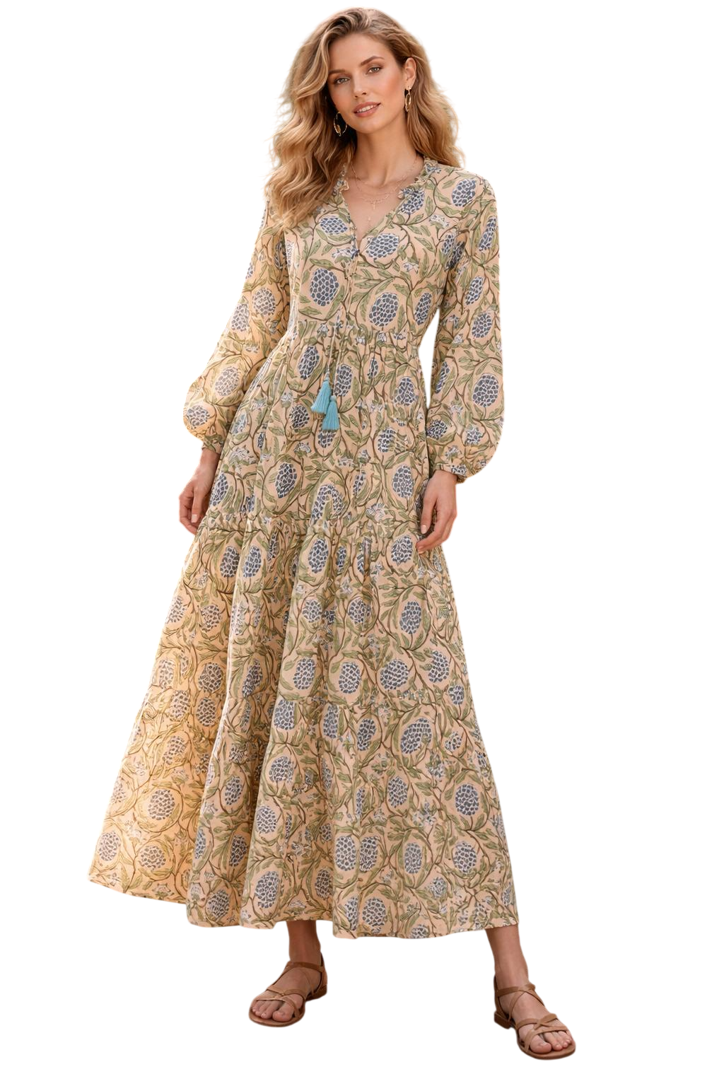 Grapevine Cotton Maxi Dress For Women
