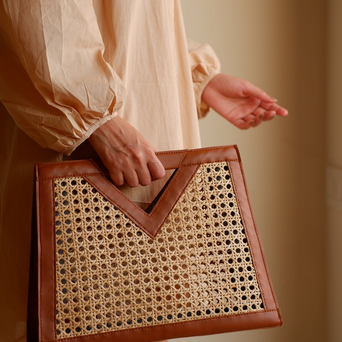 Rattan Weave Tan Bag