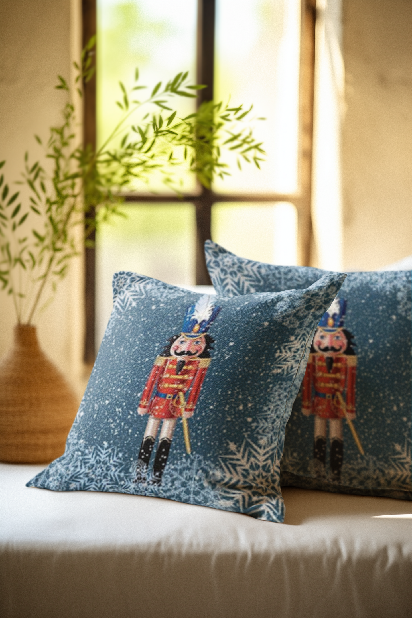 Holiday Nutcracker Pillow Cover (Blue)